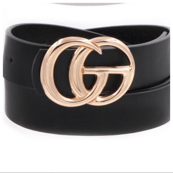 ShopEvelynne Accessories - Fabulous Black  faux leather CG chic belt